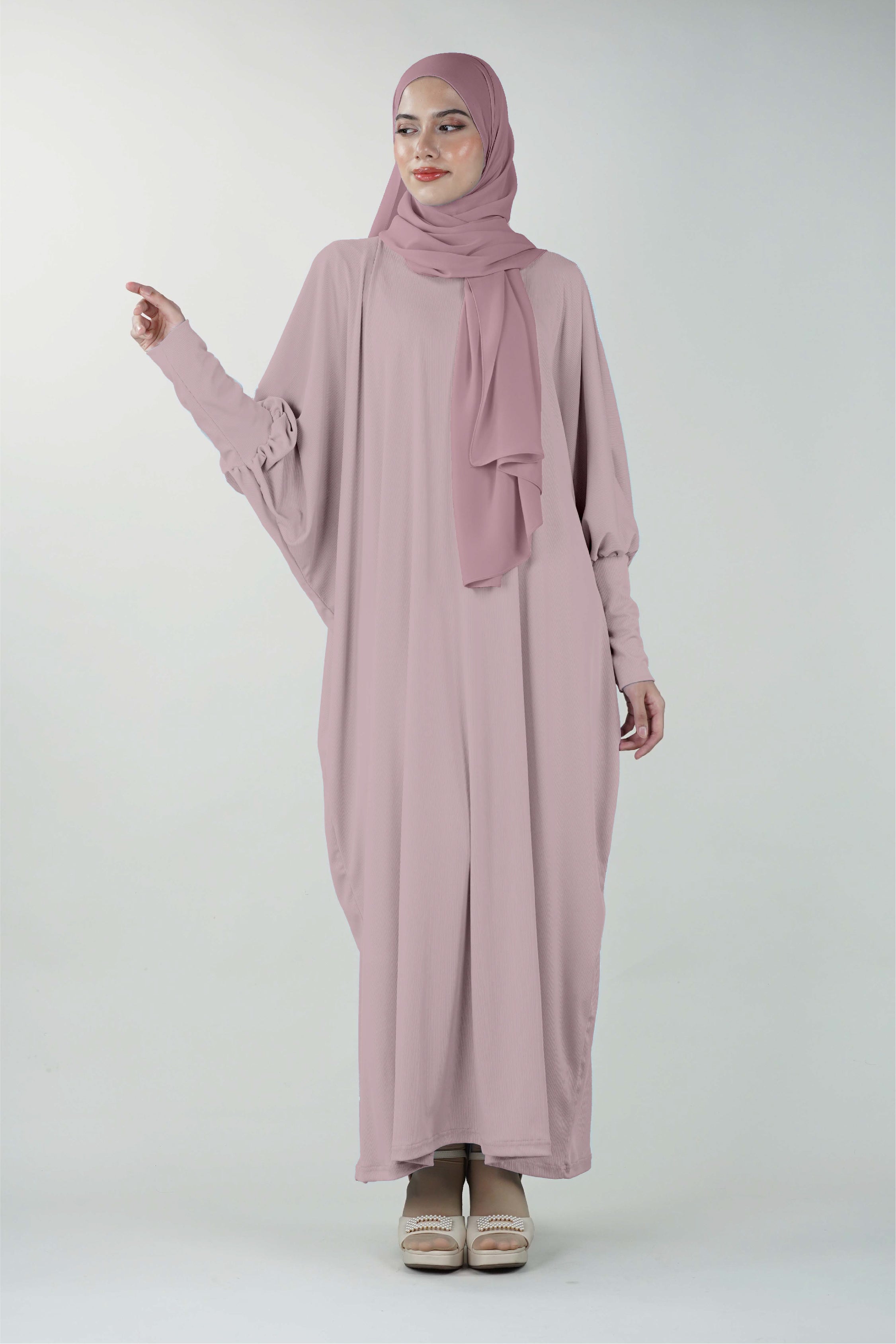 Non-Iron Basic Comfy Abaya Pink