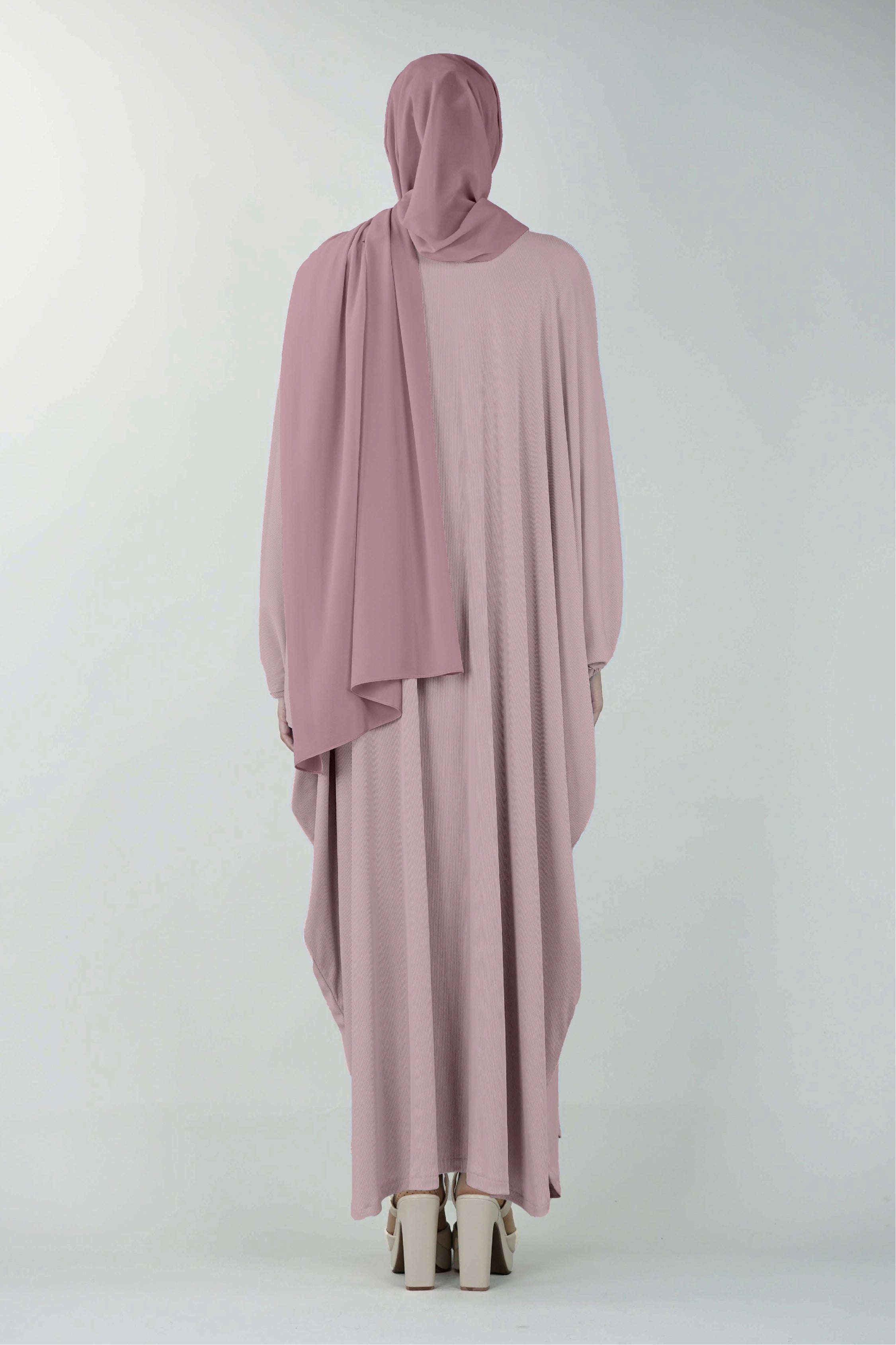 Non-Iron Butterfly Abaya Pink