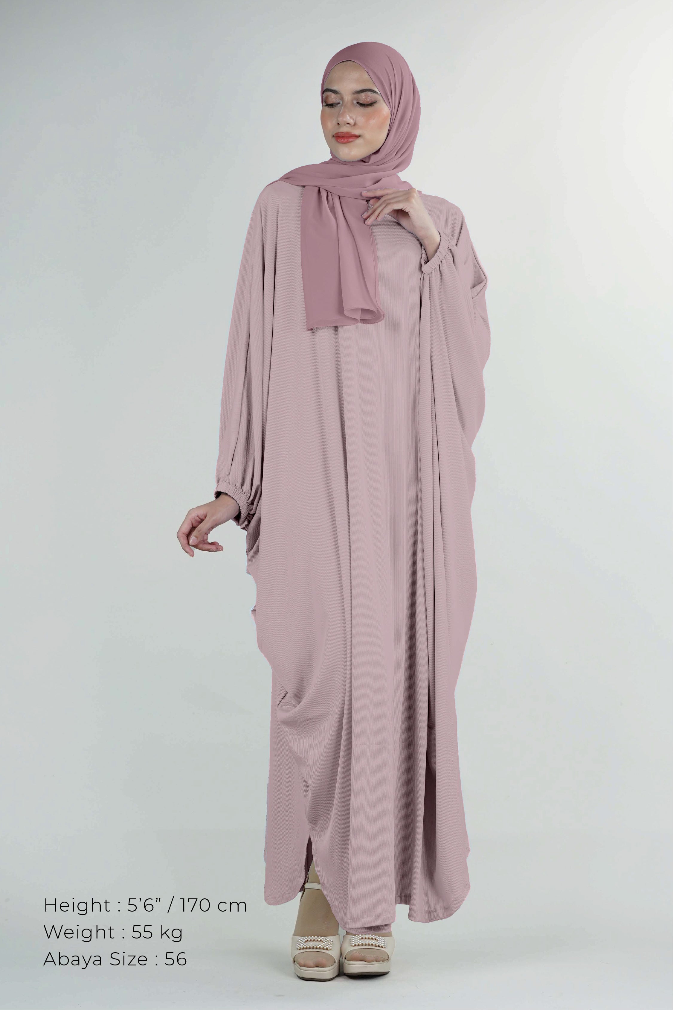 Non-Iron Butterfly Abaya Pink