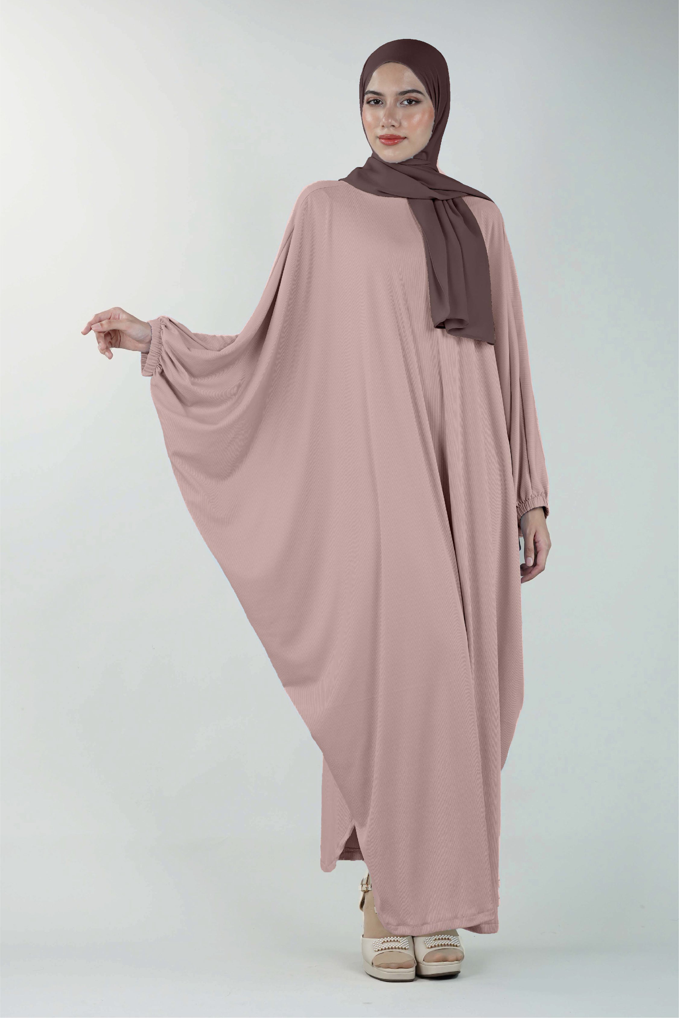 Non-Iron Butterfly Abaya Latte