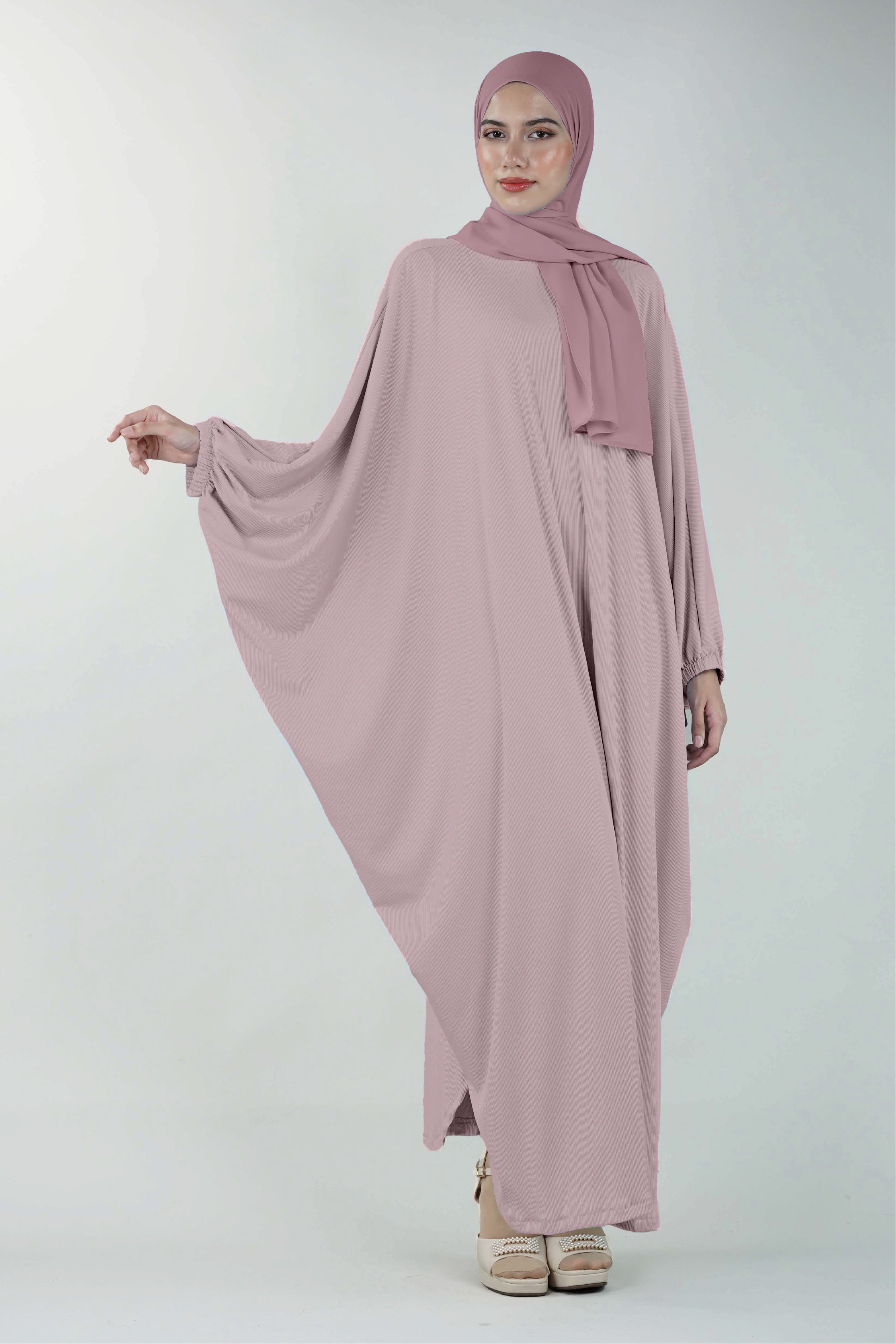 Non-Iron Butterfly Abaya Pink