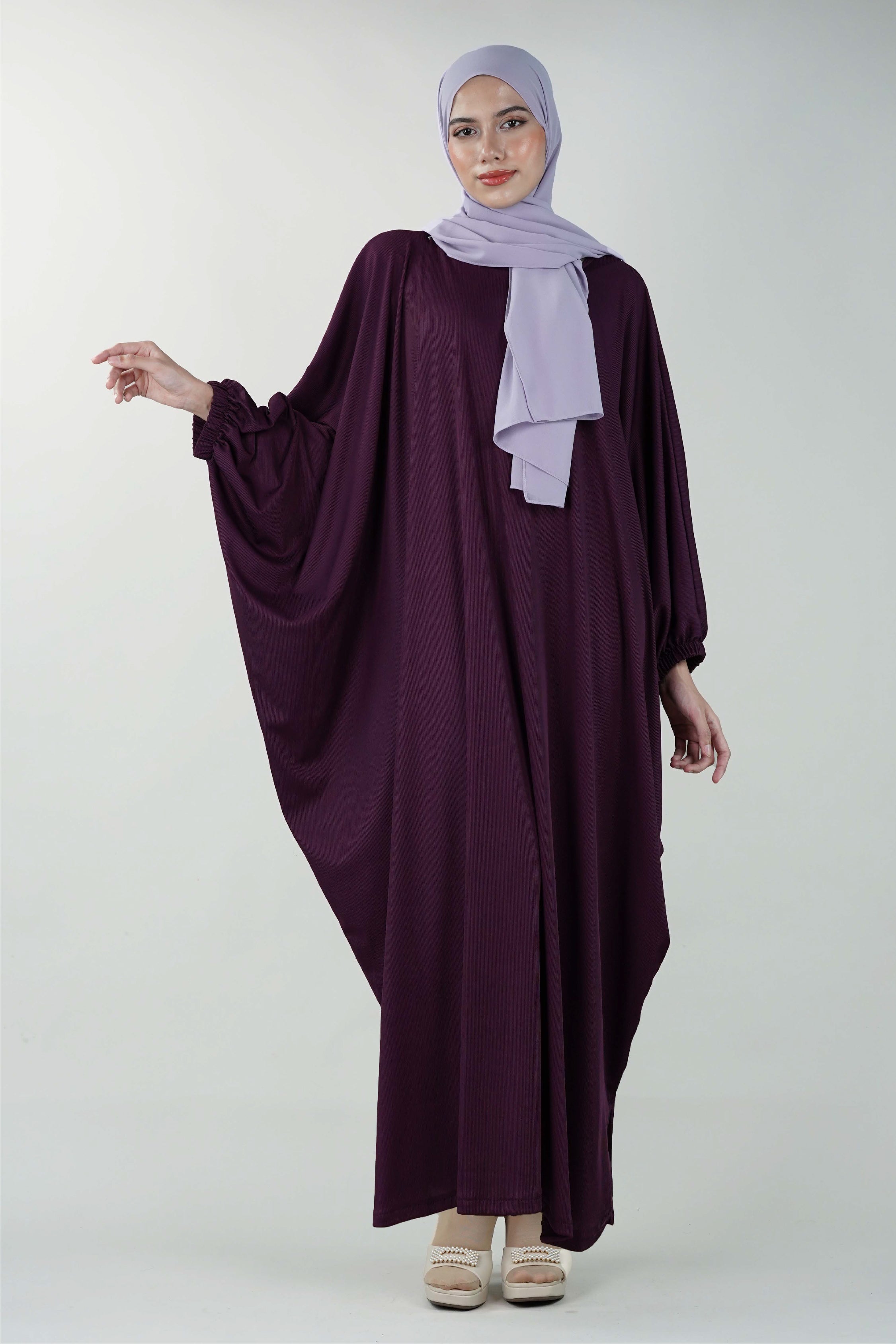 Non-Iron Butterfly Abaya Purple