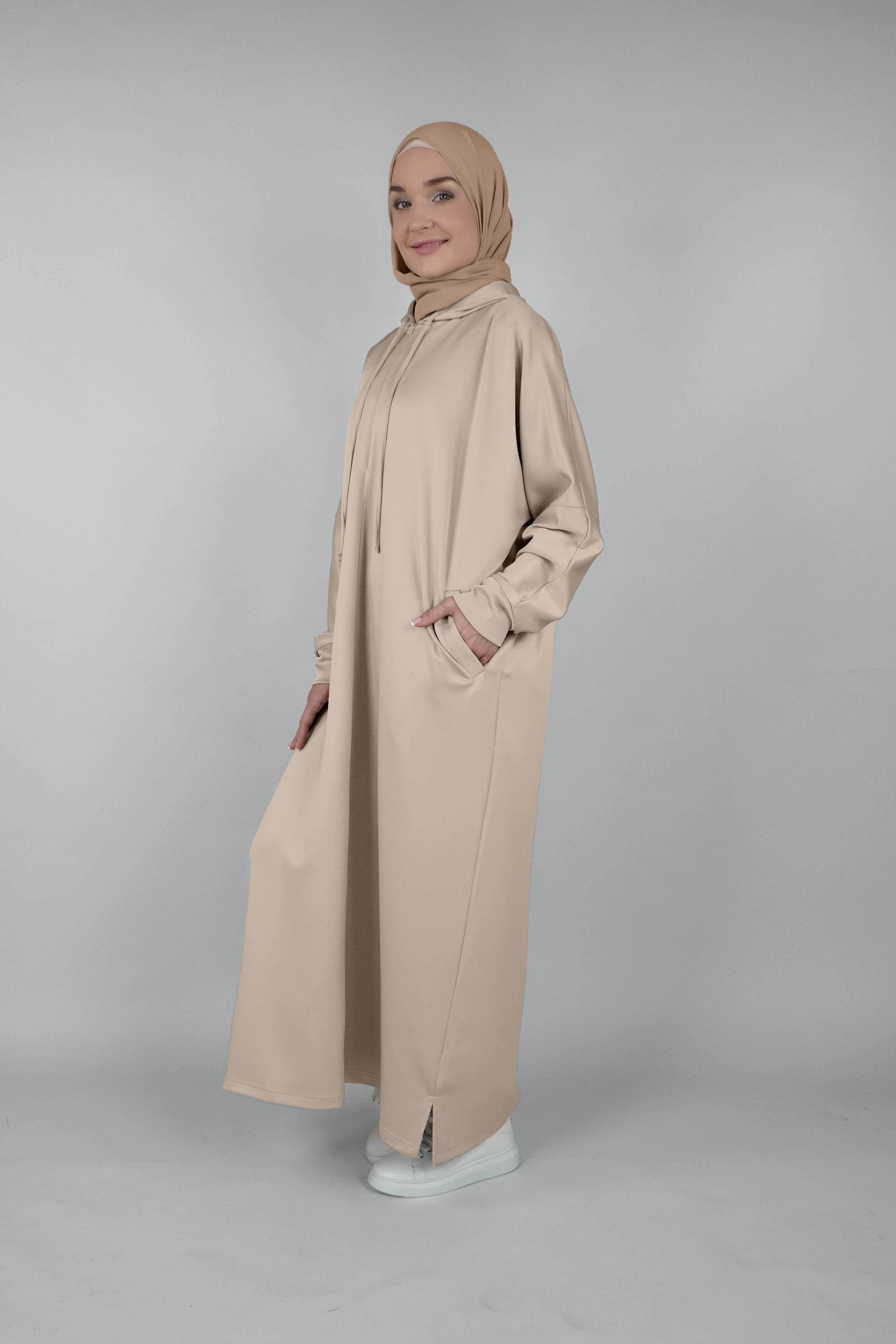 Non Iron Hoodie Dress Cosmic Latte