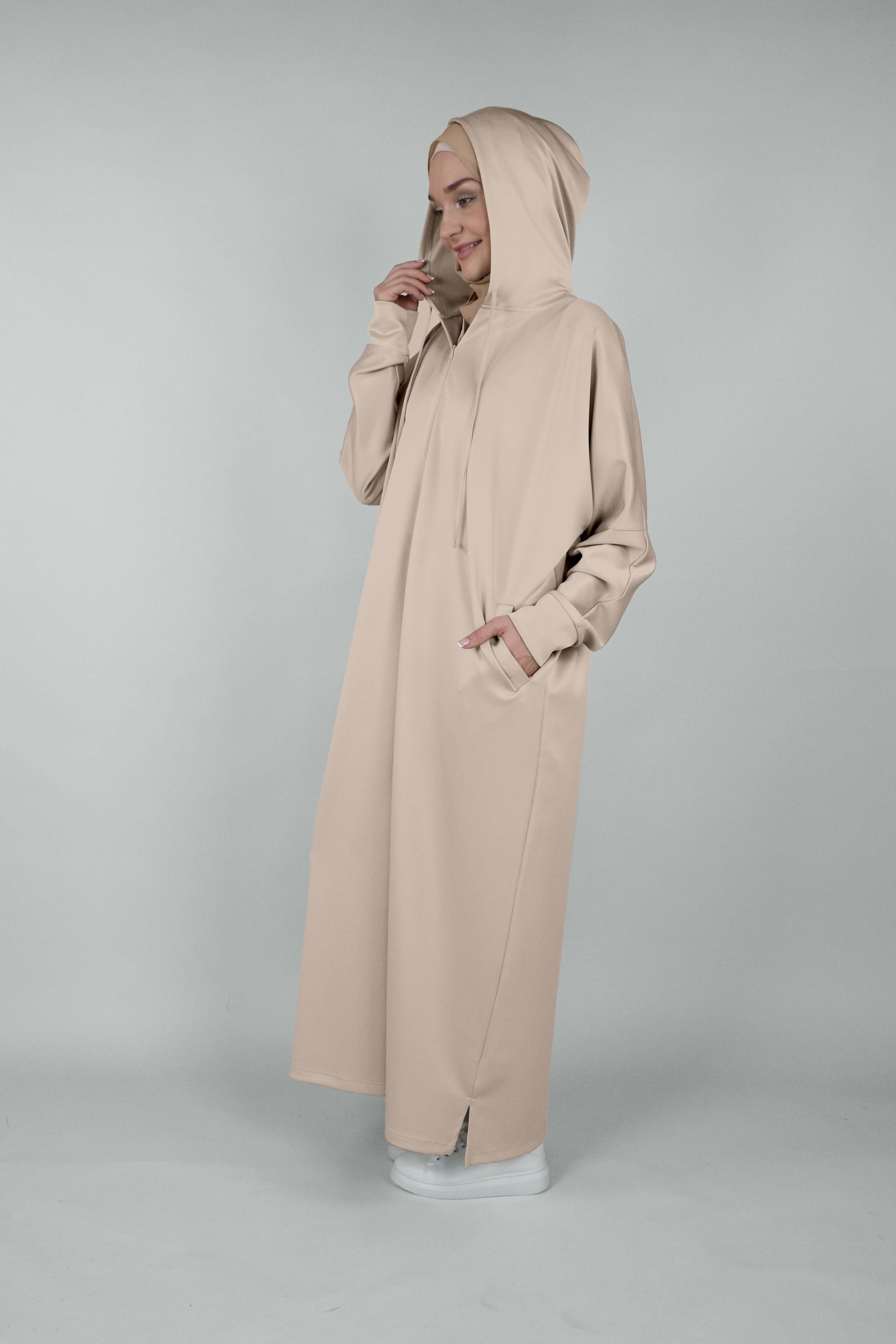 Non Iron Hoodie Dress Cosmic Latte