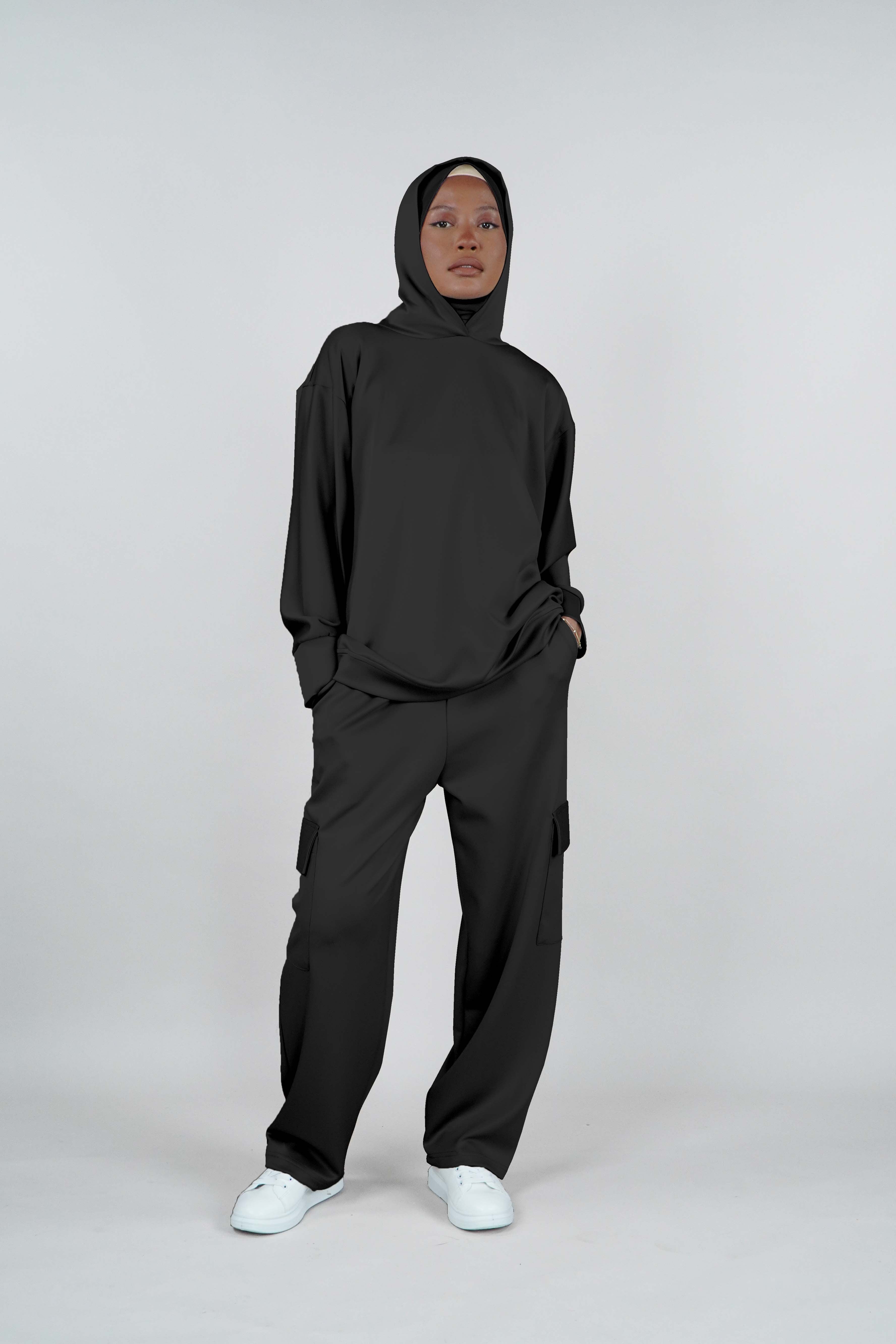 Non Iron Hoodie Suit Midnight Black