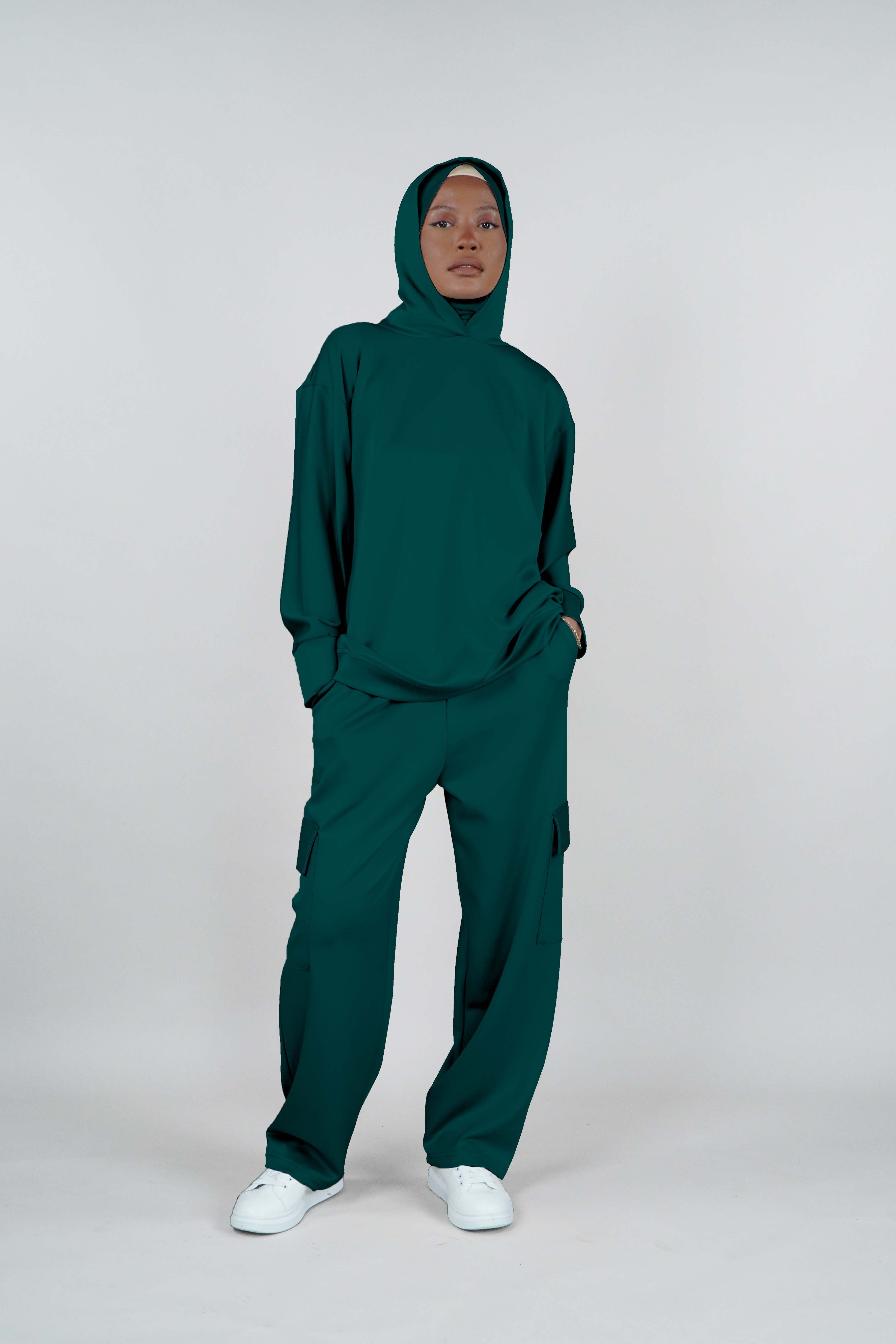 Non Iron Hoodie Suit Teal Green