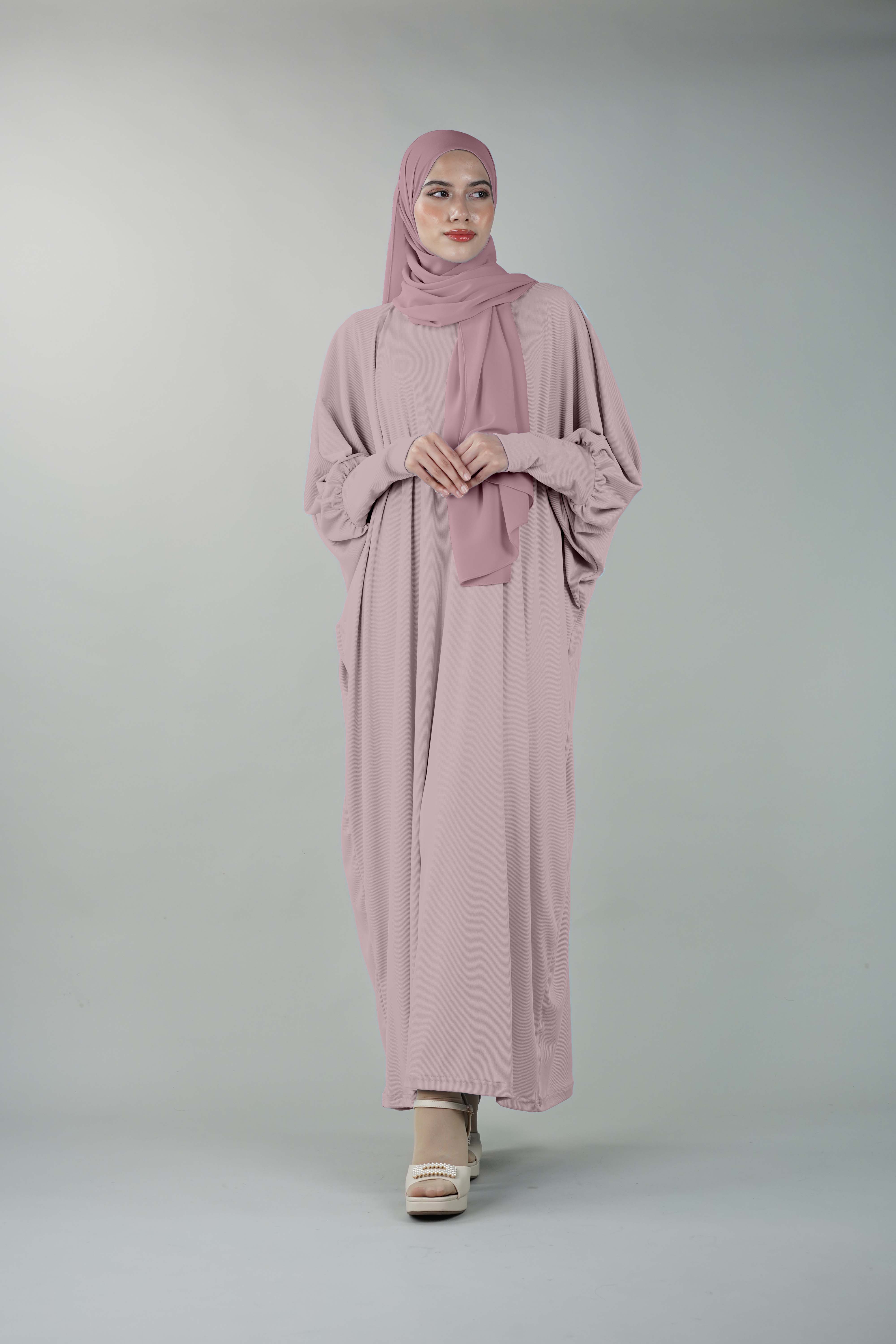 Non-Iron Basic Comfy Abaya Pink
