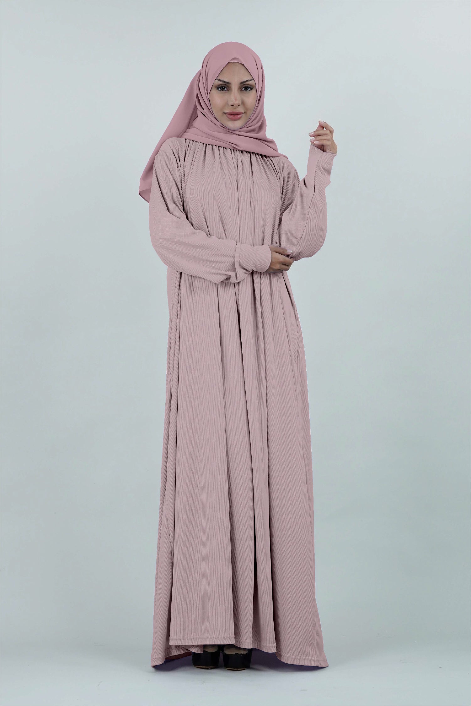 Non-Iron Essentials Abaya Pink