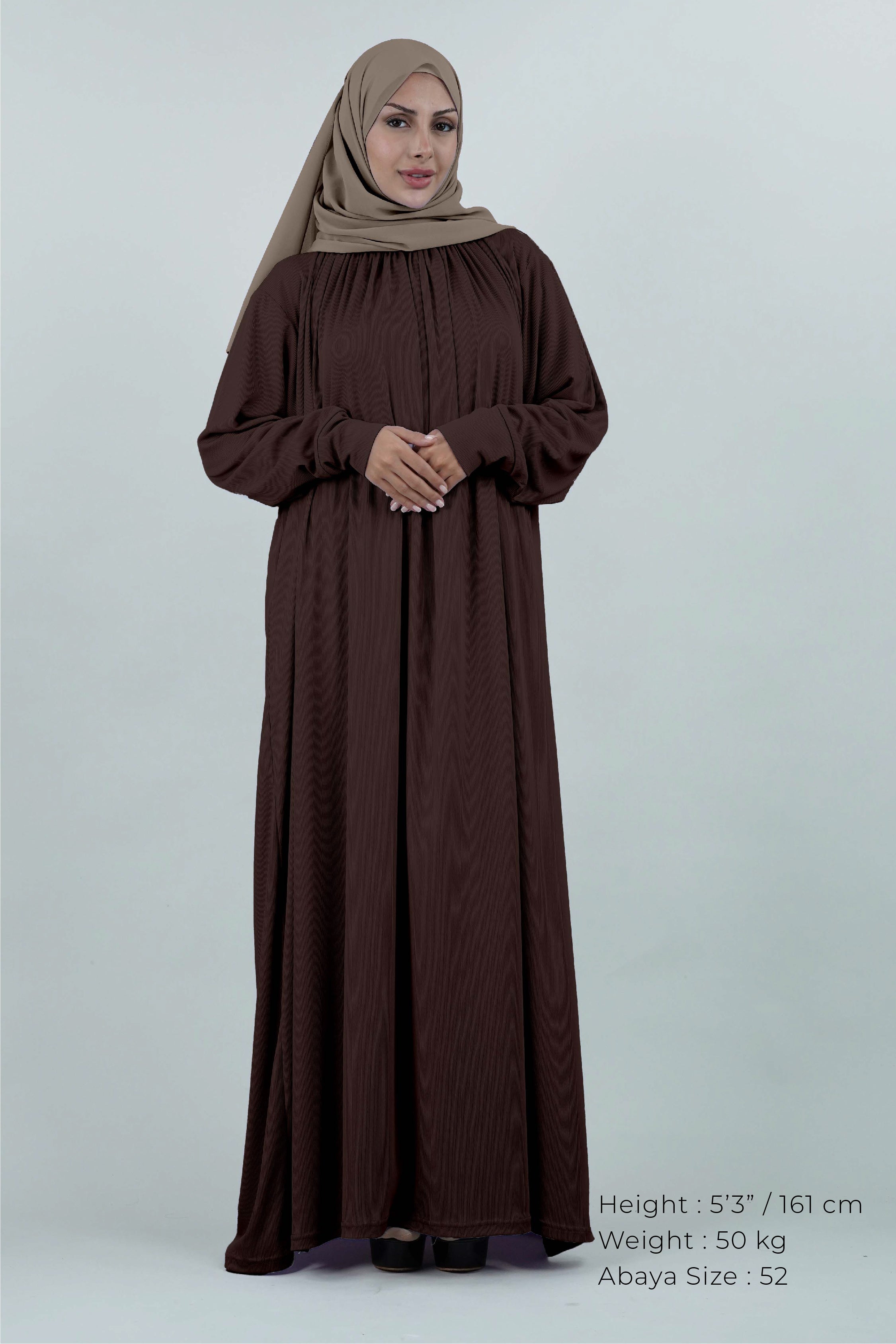 Non-Iron Essentials Abaya Brown