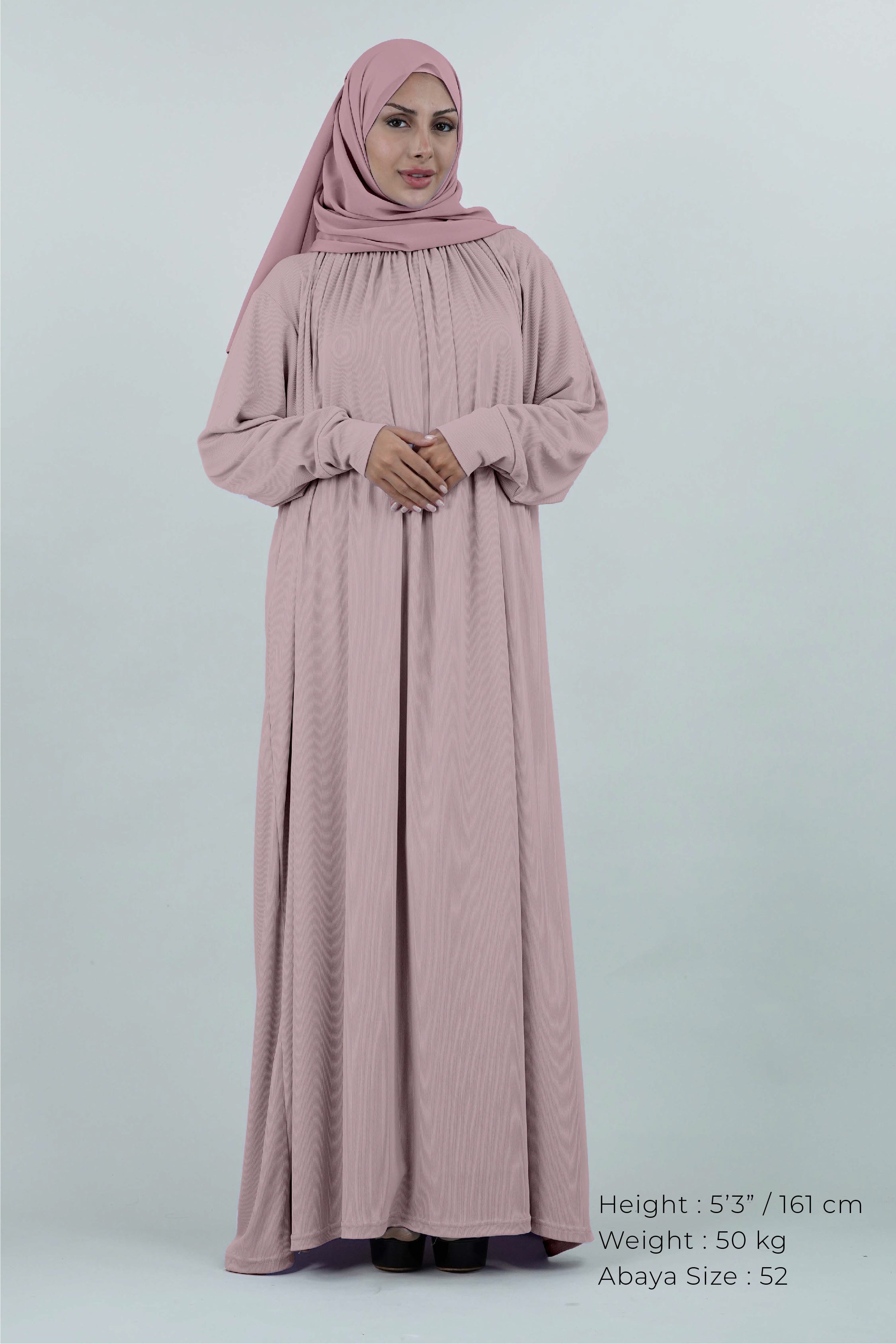 Non-Iron Essentials Abaya Pink