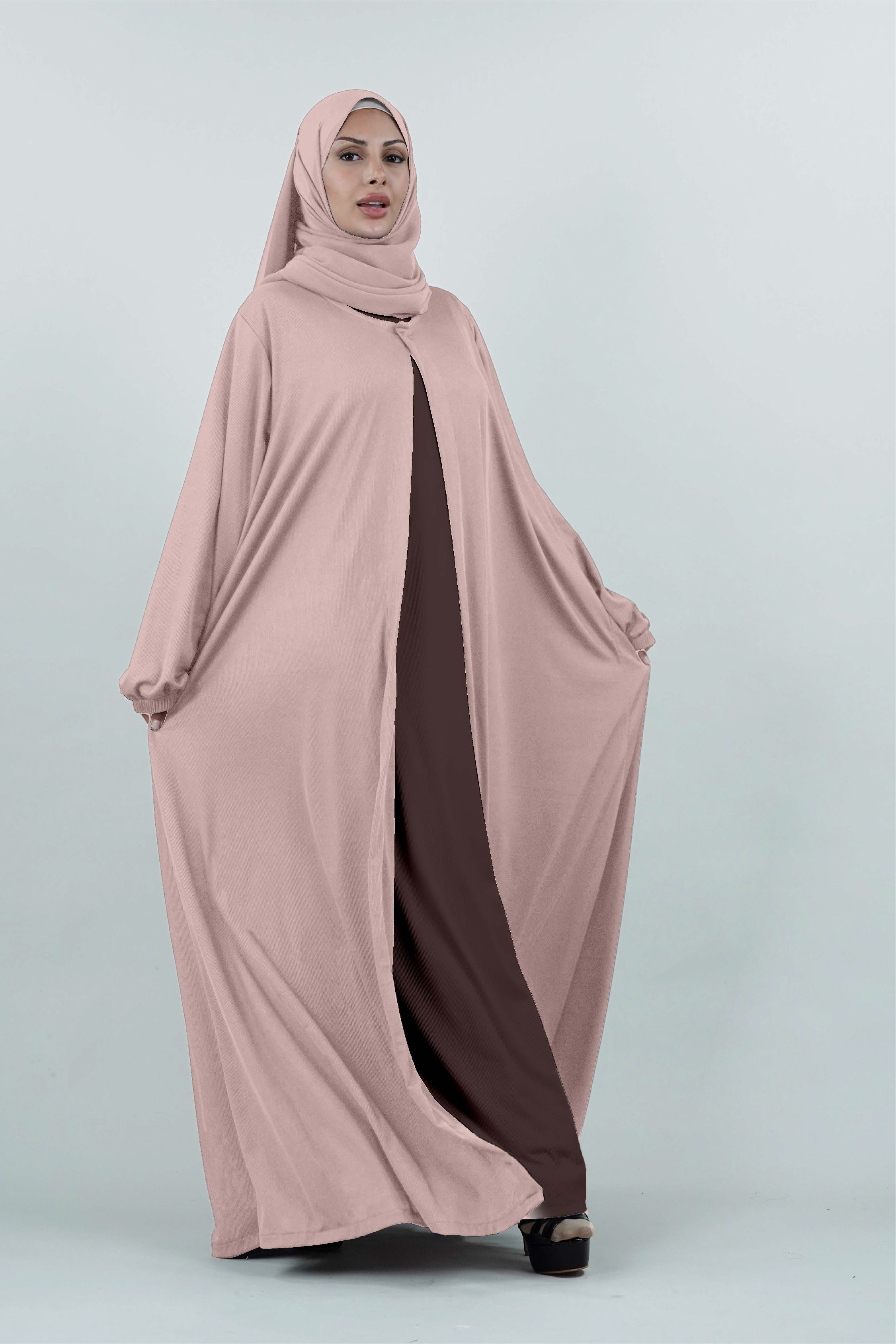 Non-Iron Open Abaya Latte Brown