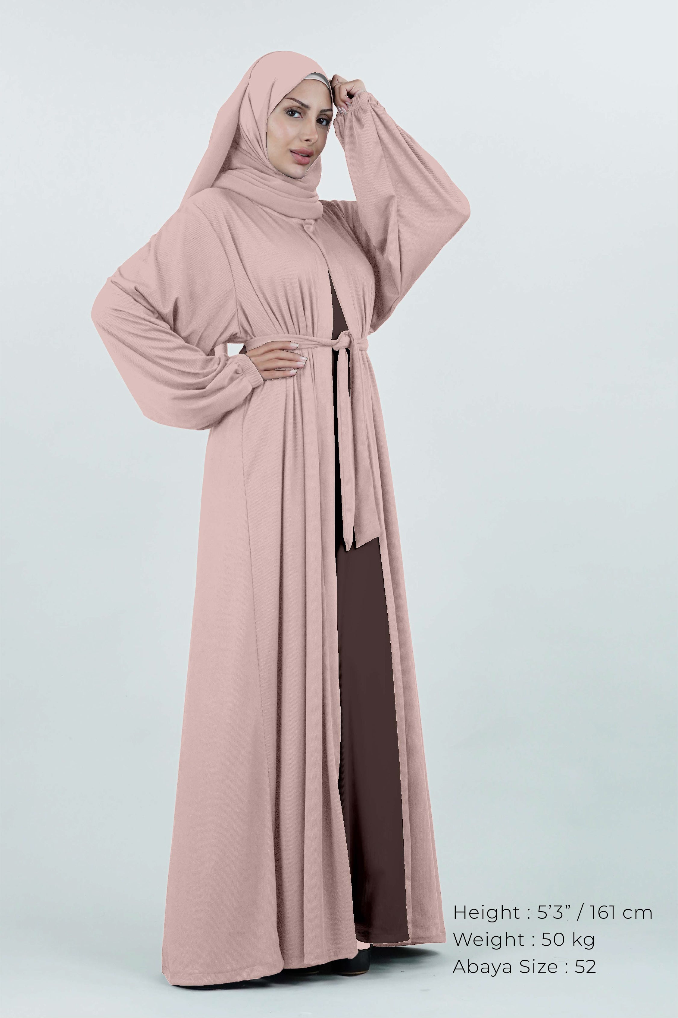 Non-Iron Open Abaya Latte Brown