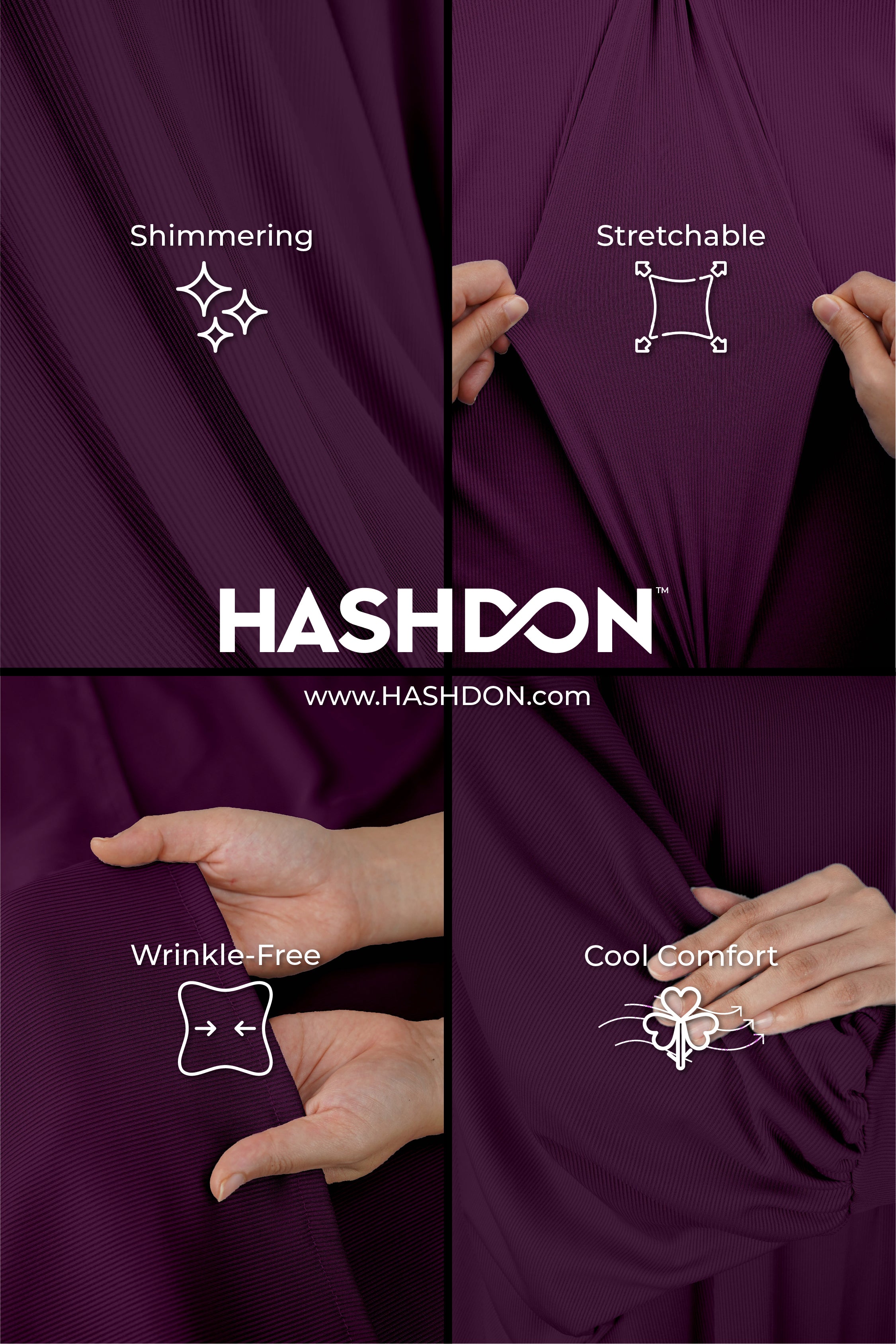 Open abaya shimmering purple