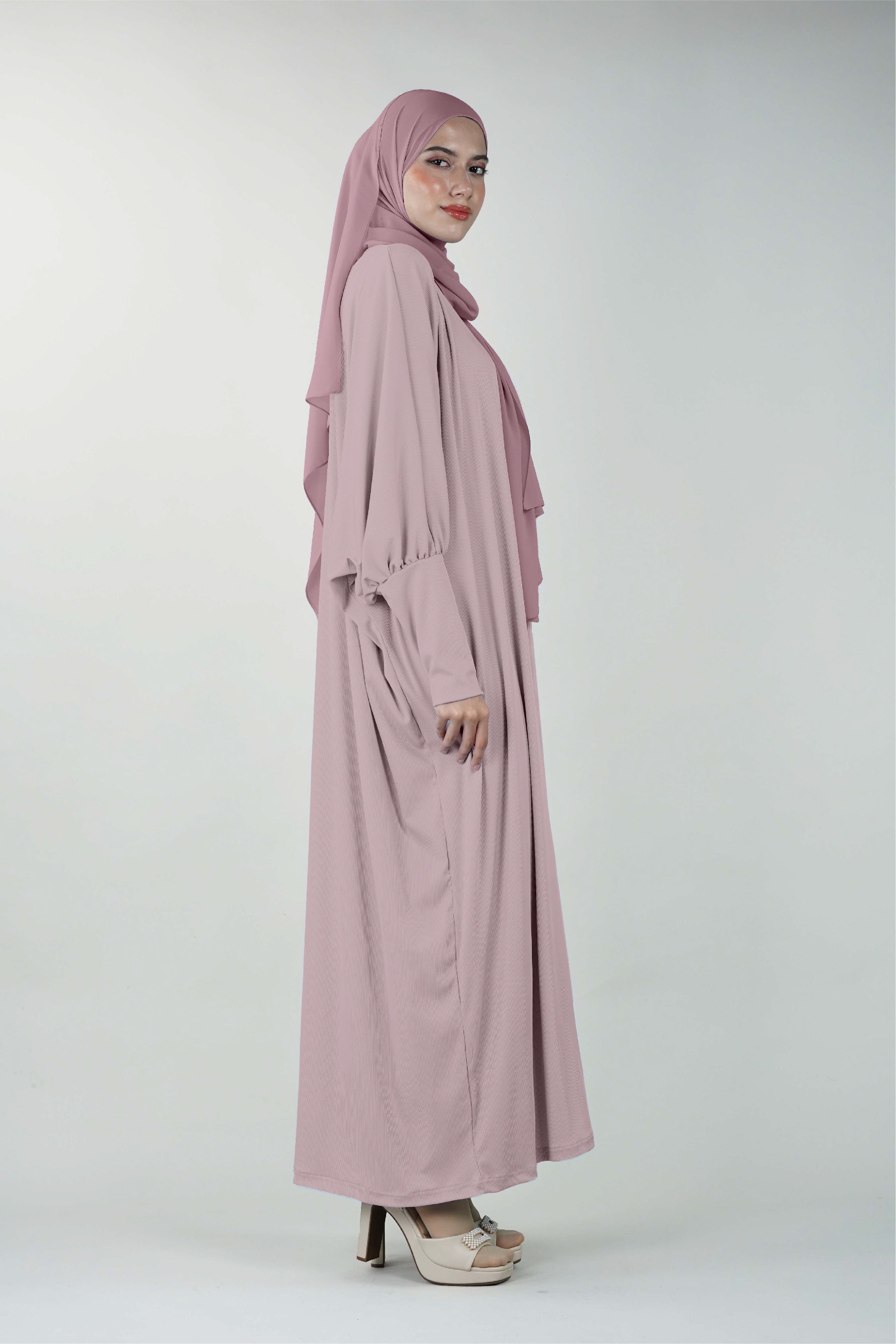 Non-Iron Basic Comfy Abaya Pink