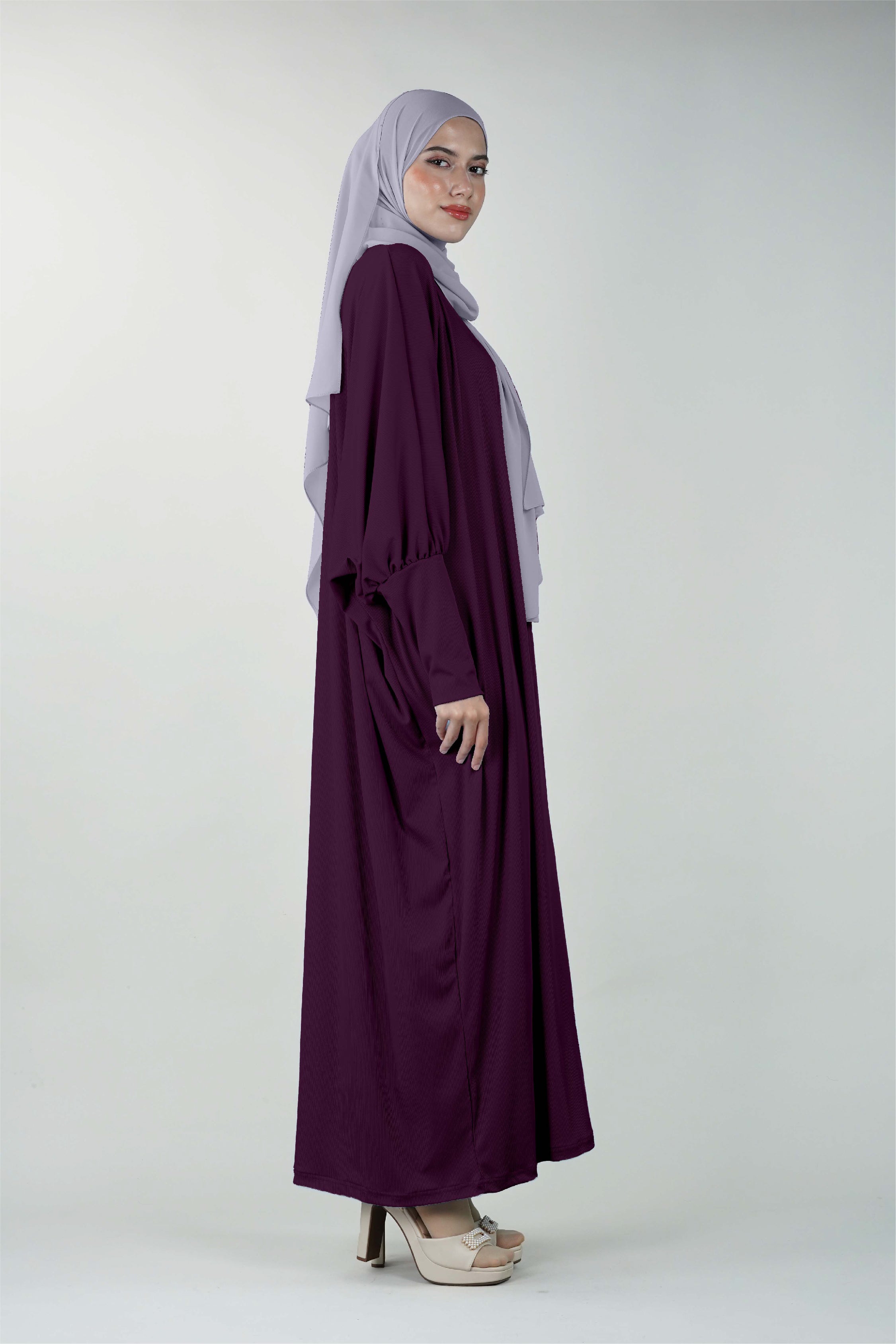 Non-Iron Basic Comfy Abaya Purple